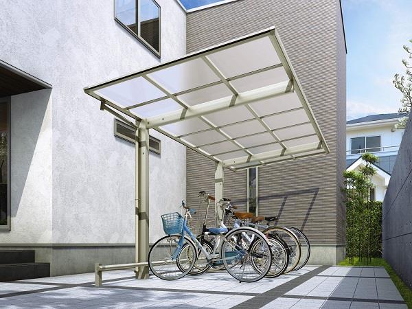 エフルージュグラン ミニは、現代の住宅にマッチする「フラット＆シンプル」を基調としたデザインを採用したエフルージュグランシリーズのサイクルポートです。