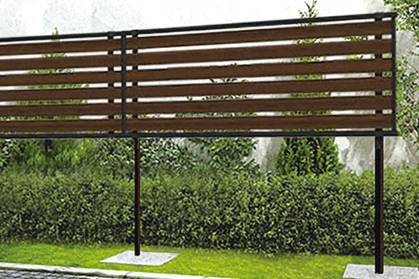 キロスタイル　木調板張りフェンス　2段支柱(上段のみ)