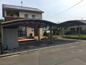 レイナツインポートグラン 基本セット 57-54 標準柱 屋根/熱線遮断ポリカーボネート板 奥行:5768mm×幅:5392mm 有効高:2000mm　柱4本　2台用